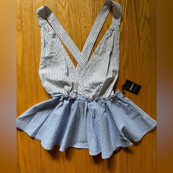 FOREVER21 striped cross back summer tank top US M - Picture 1 of 4